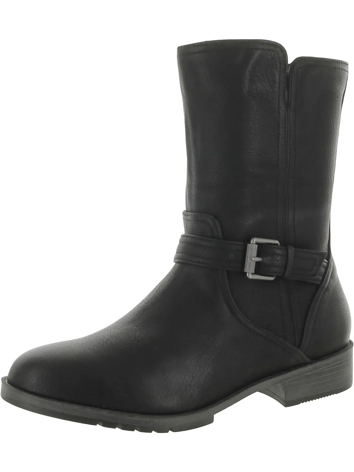 Gloriah Womens Faux Leather Block Heel Mid-Calf Boots