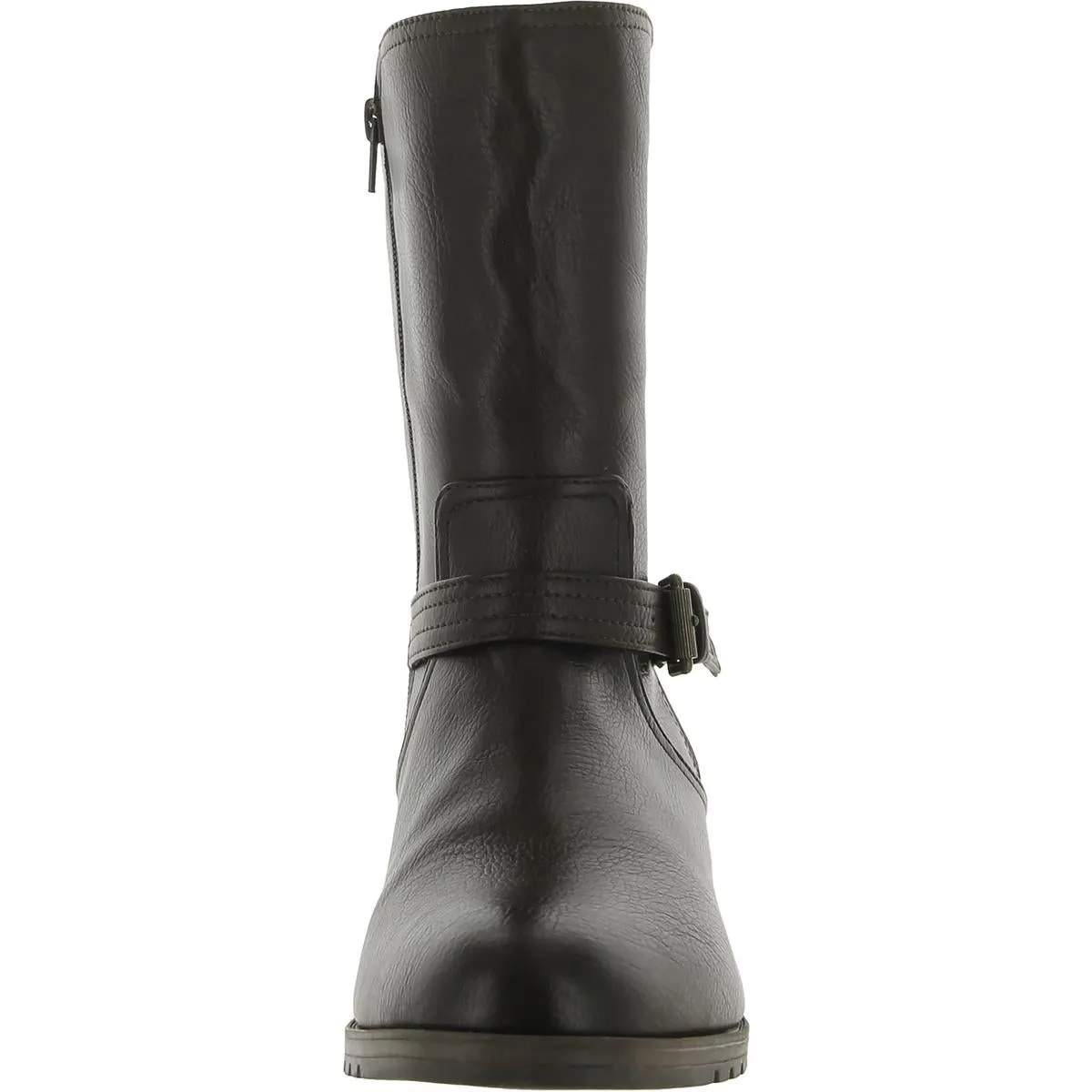 Gloriah Womens Faux Leather Block Heel Mid-Calf Boots