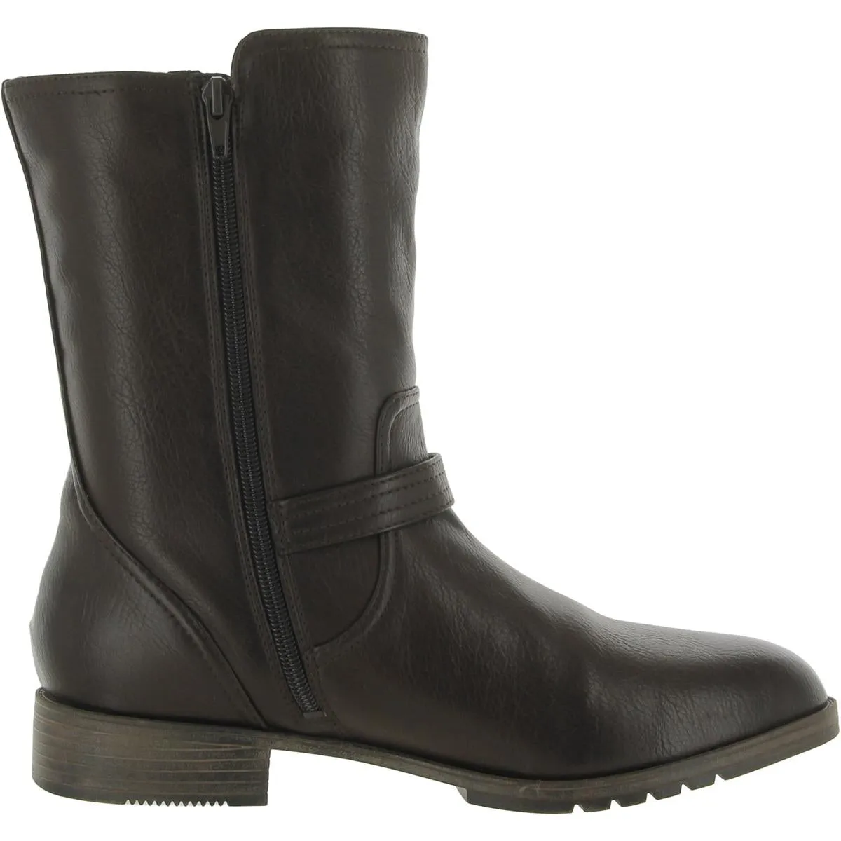 Gloriah Womens Faux Leather Block Heel Mid-Calf Boots