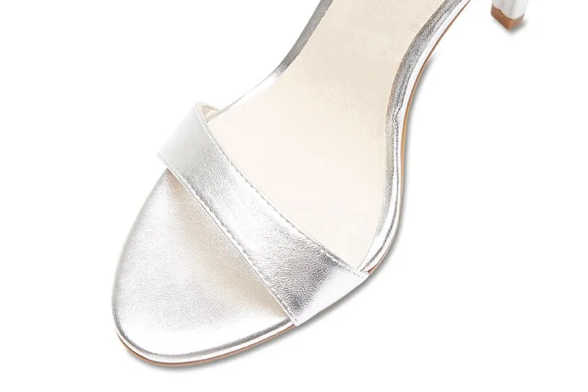 Goddess Heel in Silver Metallic Patent