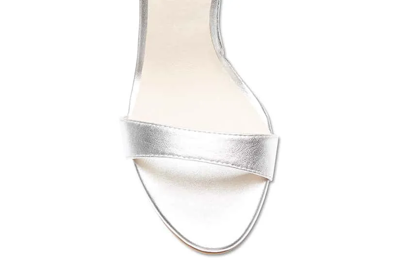 Goddess Heel in Silver Metallic Patent