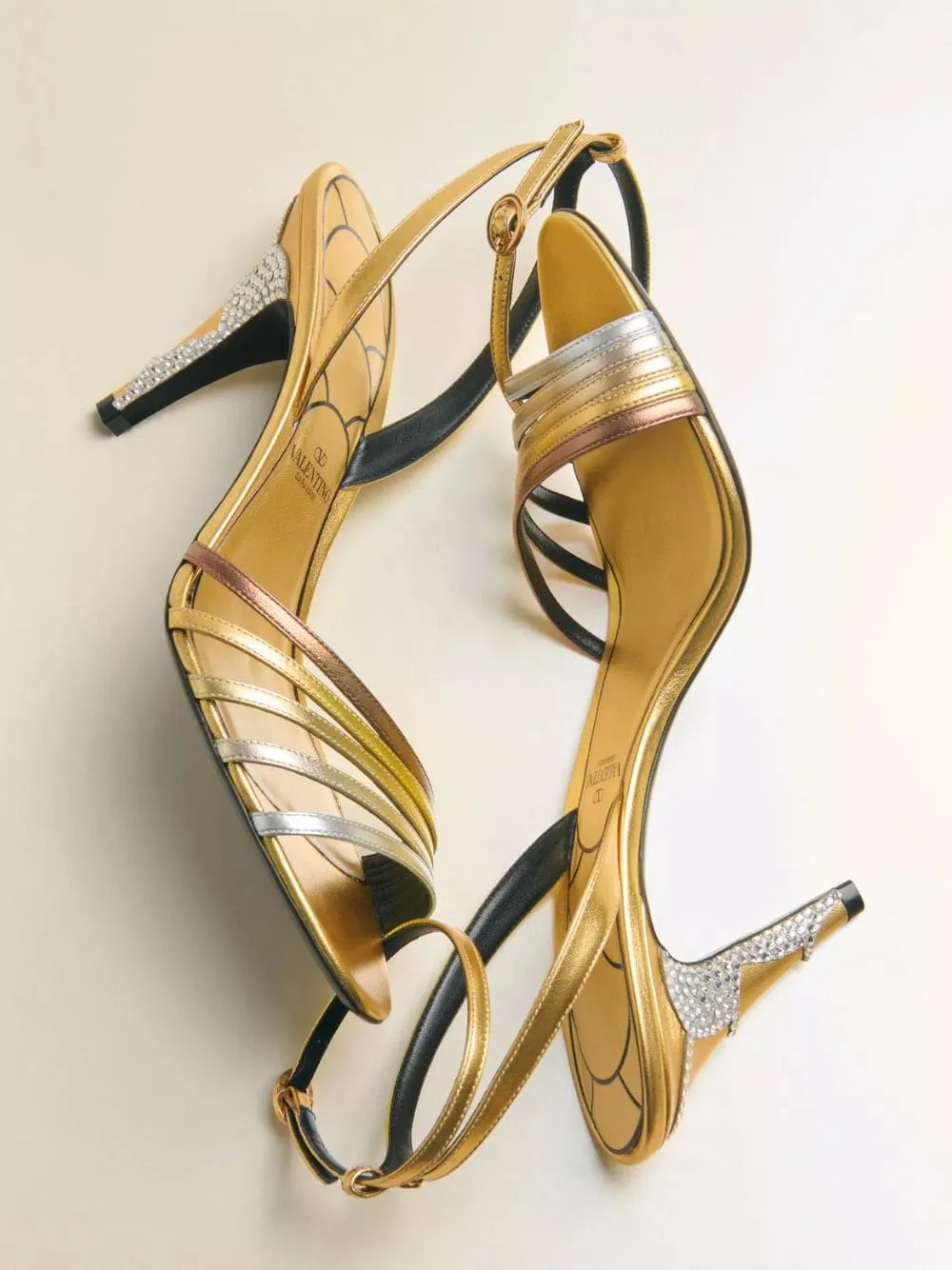 Gold Ladycrush Sandal with Crystals