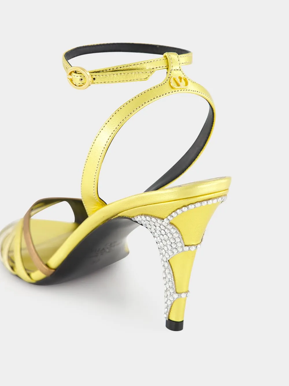 Gold Ladycrush Sandal with Crystals