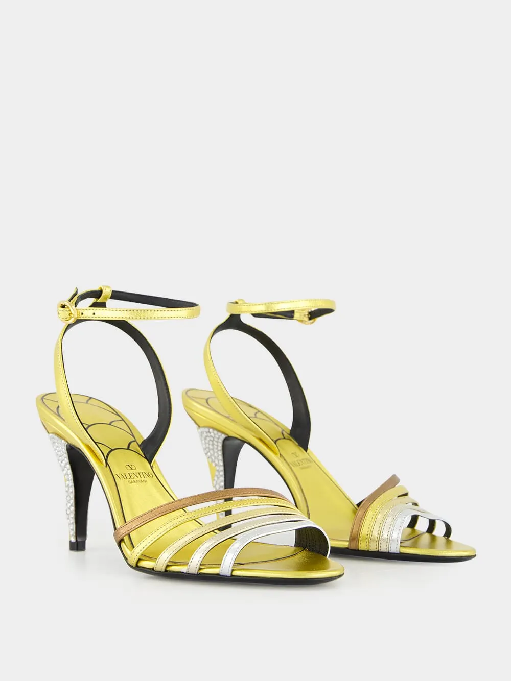 Gold Ladycrush Sandal with Crystals