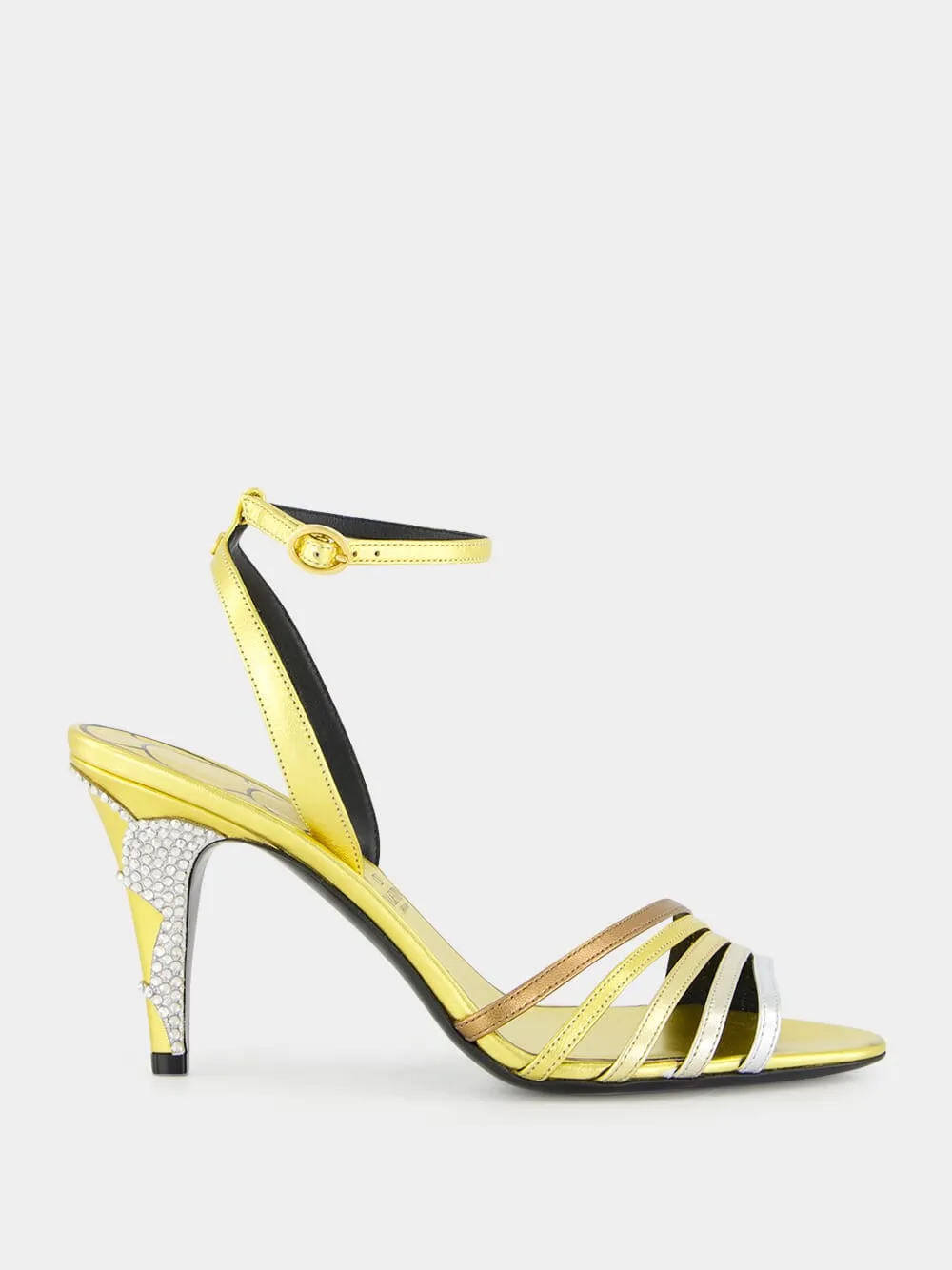Gold Ladycrush Sandal with Crystals