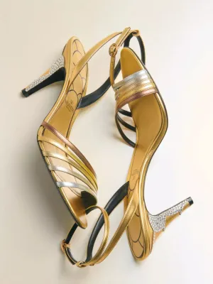 Gold Ladycrush Sandal with Crystals