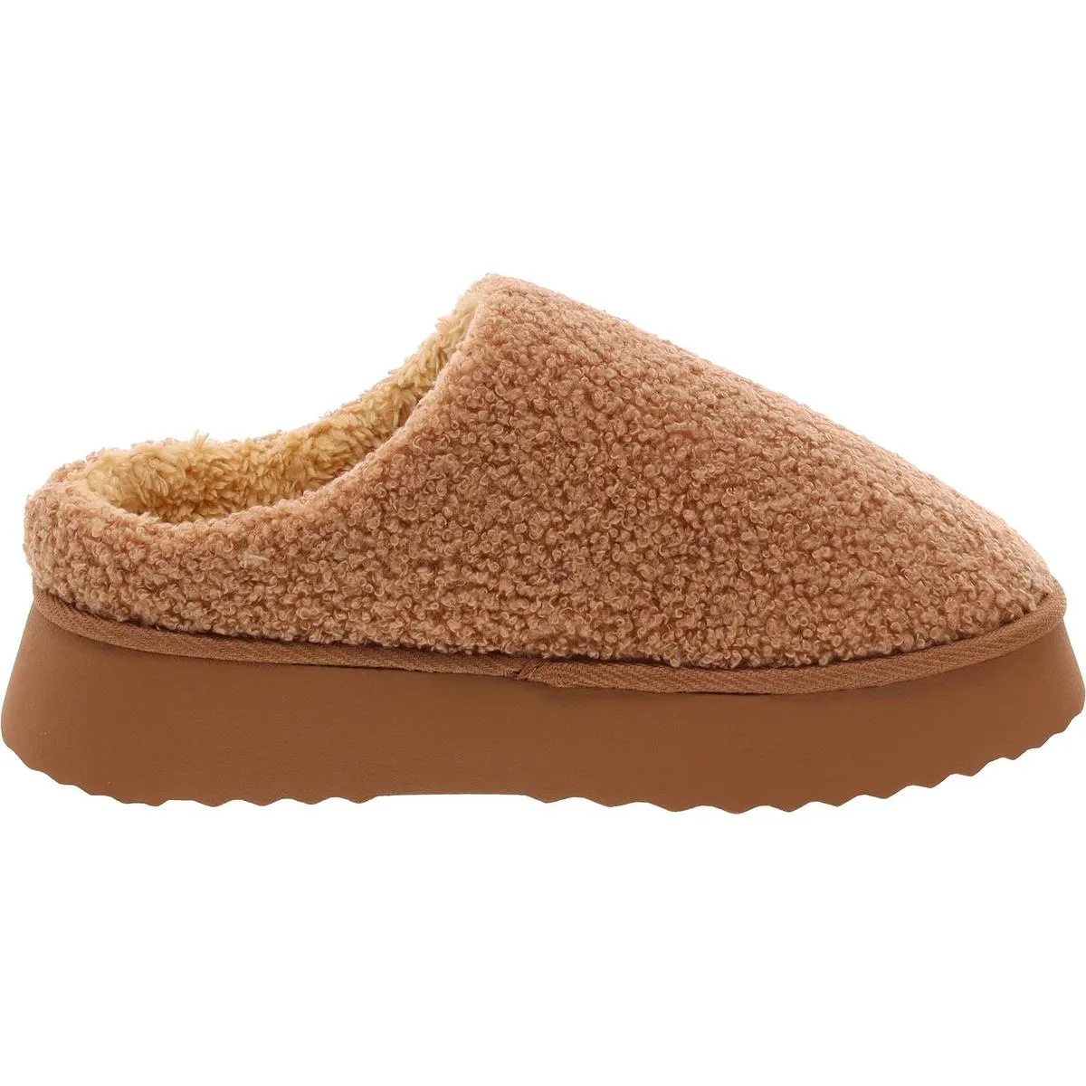 Icee Womens French Terry Faux Fur Slide Slippers