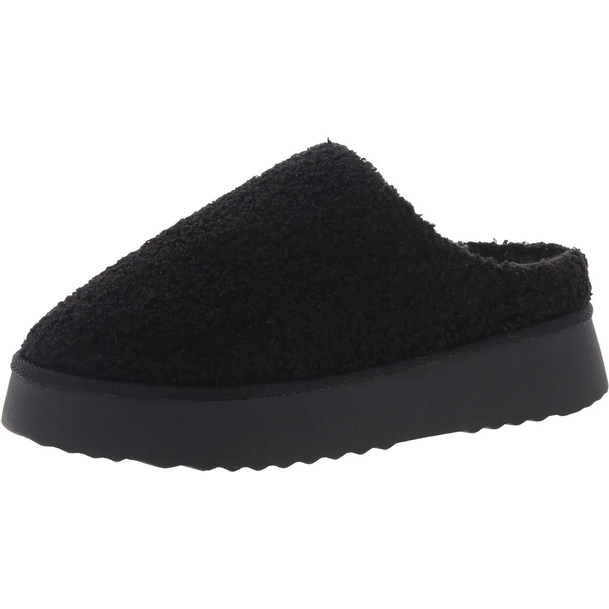 Icee Womens French Terry Faux Fur Slide Slippers