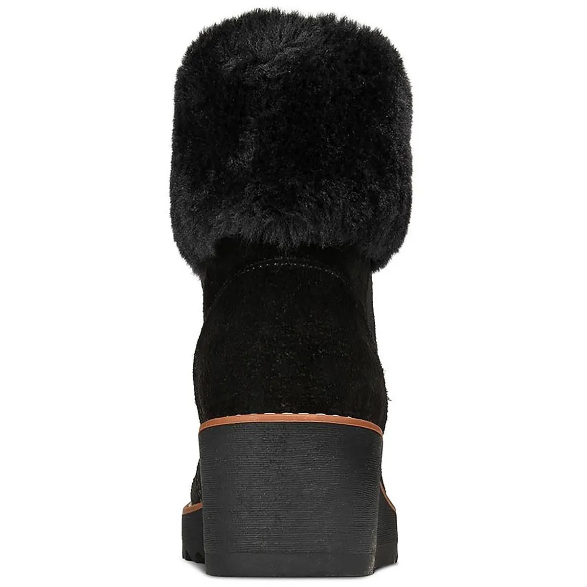 Iggyy Womens Lace-Up Faux Fur Wedge Boots