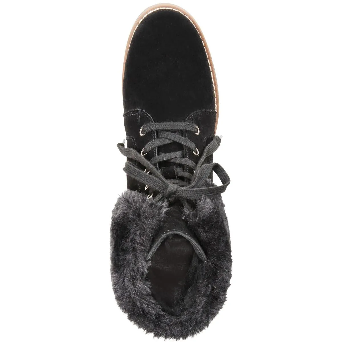 Iggyy Womens Lace-Up Faux Fur Wedge Boots