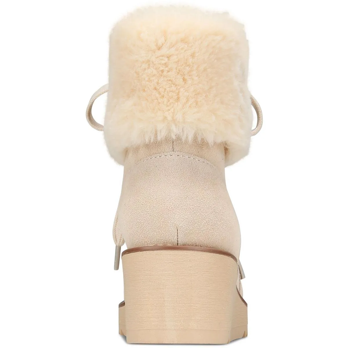 Iggyy Womens Lace-Up Faux Fur Wedge Boots