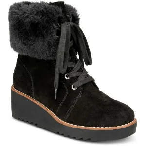 Iggyy Womens Lace-Up Faux Fur Wedge Boots