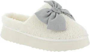 Imani Bow Slippers In Light Blue