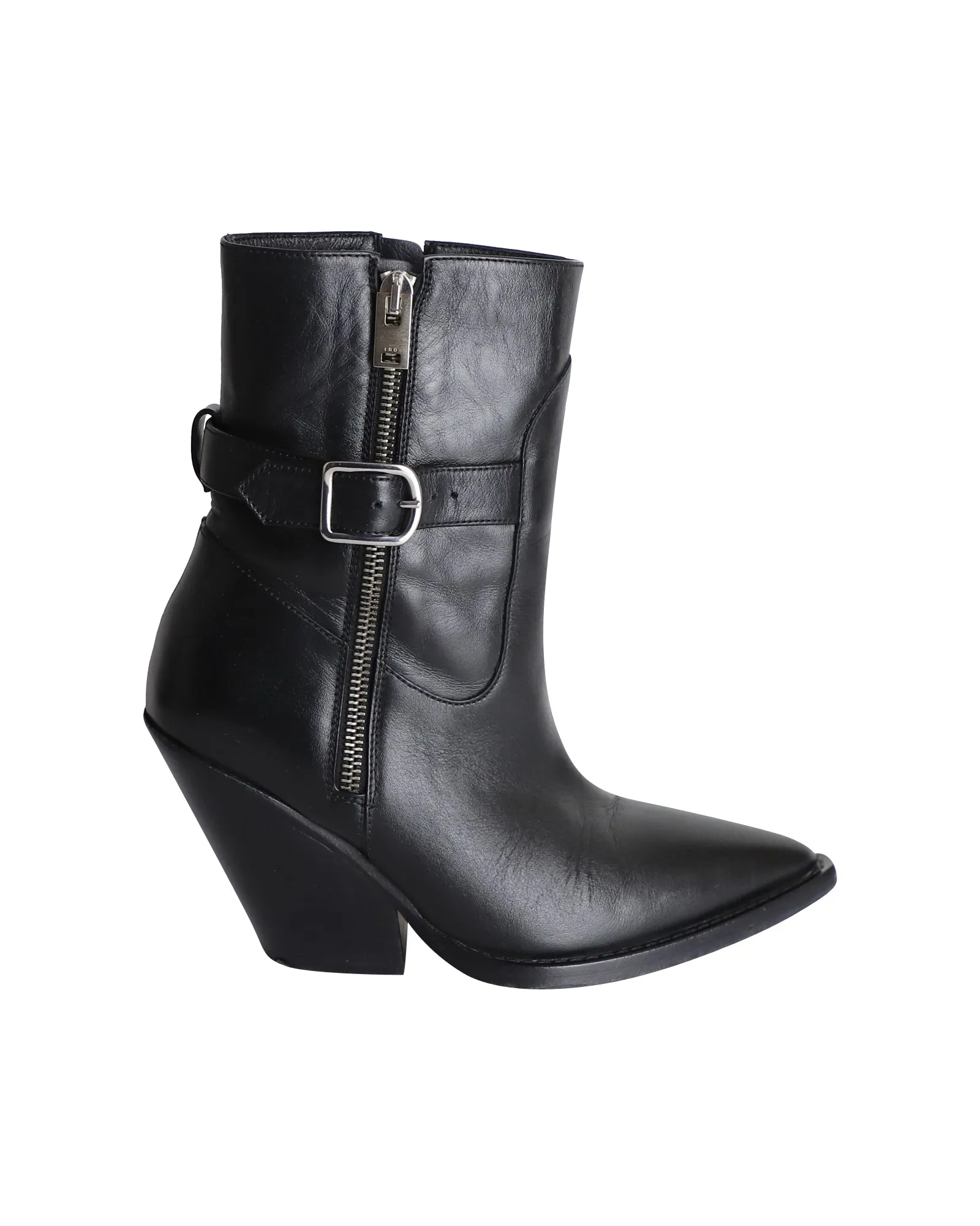 Iro Bozon Buckled Ankle Boots in Black Leather