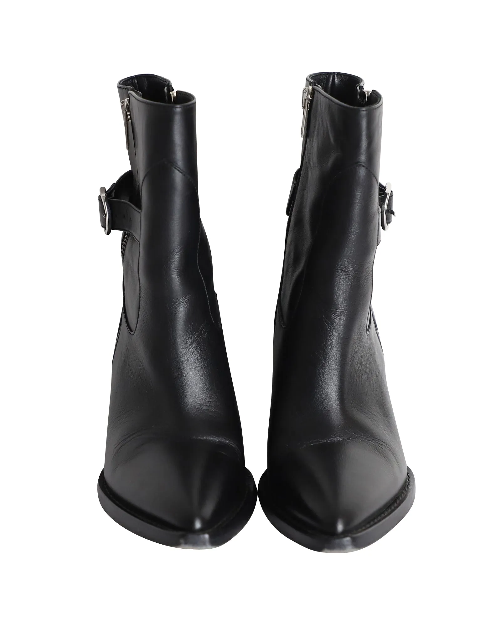Iro Bozon Buckled Ankle Boots in Black Leather