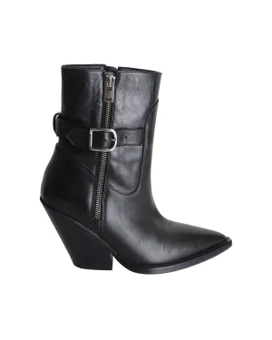 Iro Bozon Buckled Ankle Boots in Black Leather