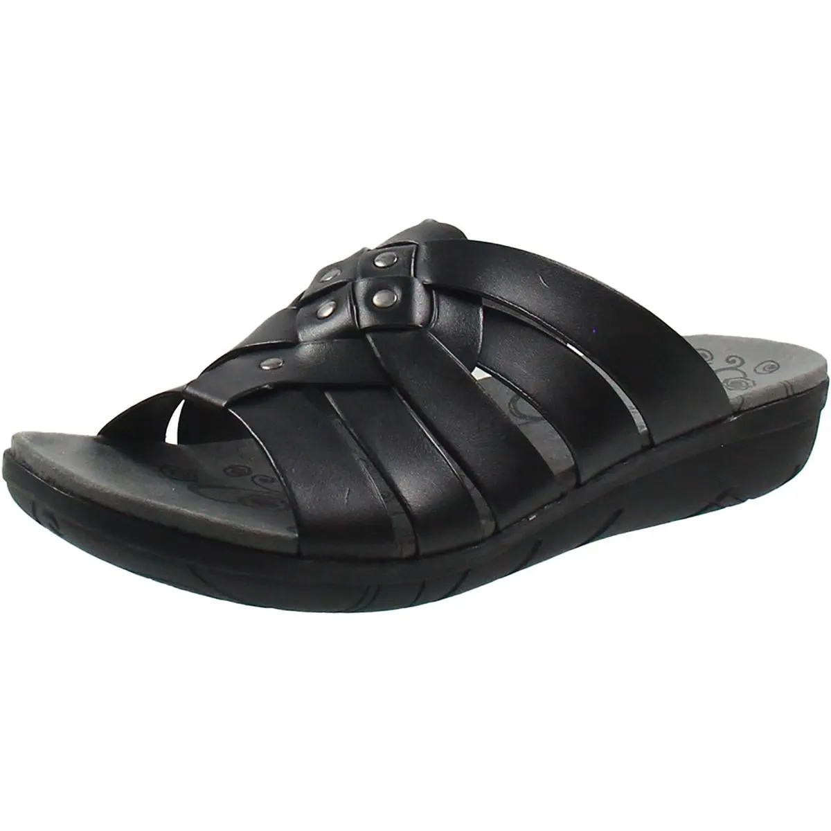 Jaydin Womens Woven Faux Leather Slide Sandals