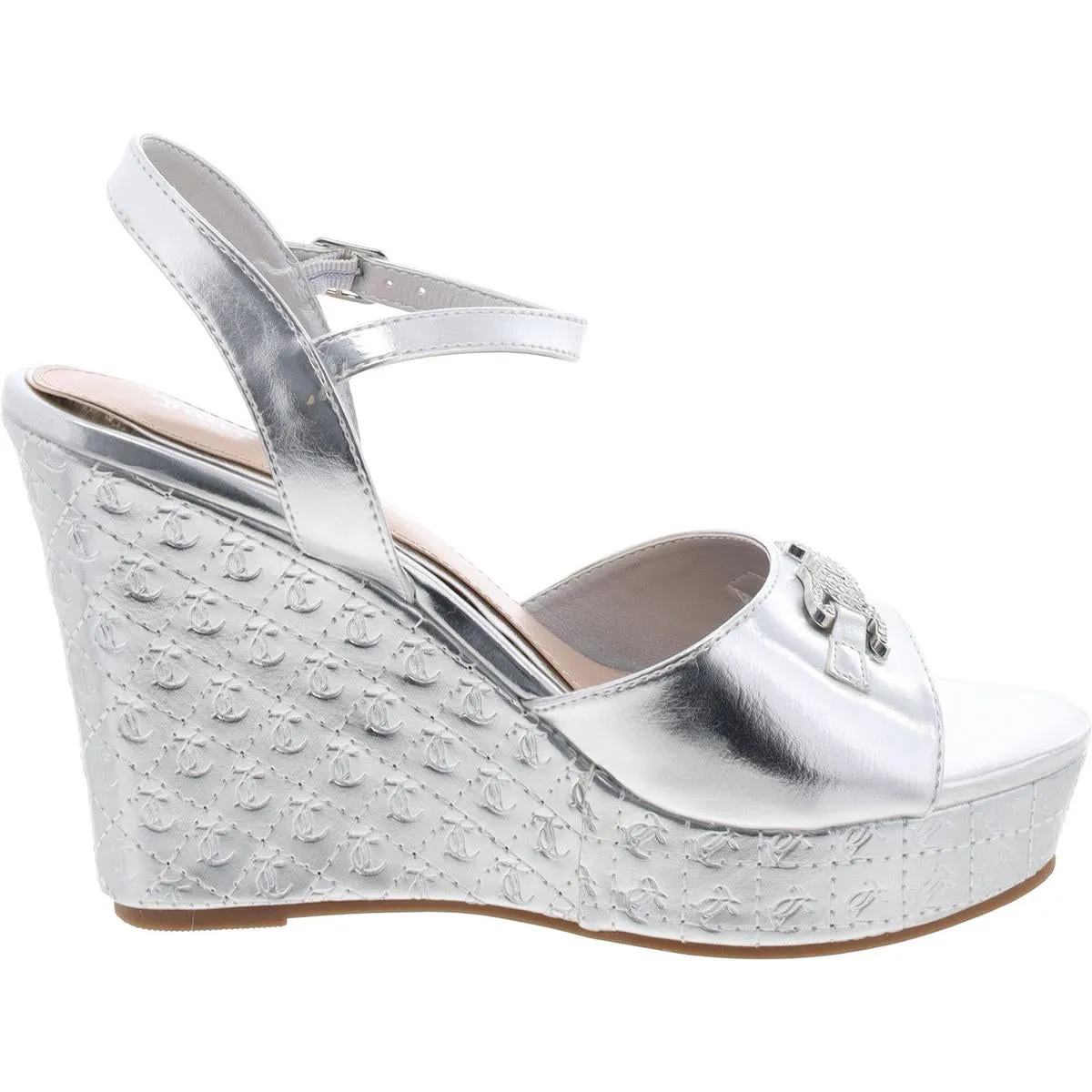 JC-Harlowe Womens Rhinestone Wedge Slingback Sandals