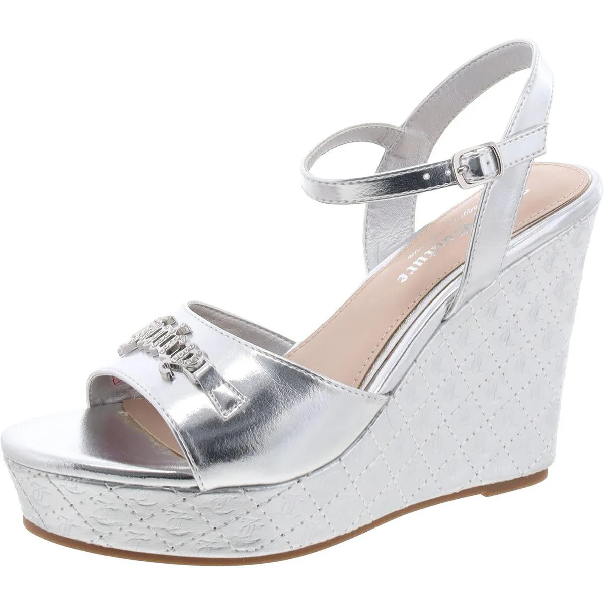 JC-Harlowe Womens Rhinestone Wedge Slingback Sandals