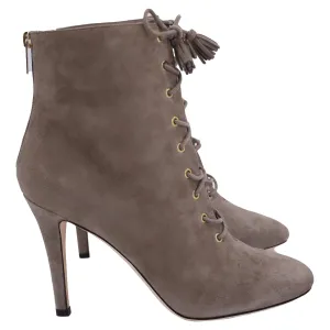 Jimmy Choo Cinder Lace-Up Ankle Boots in Brown Suede