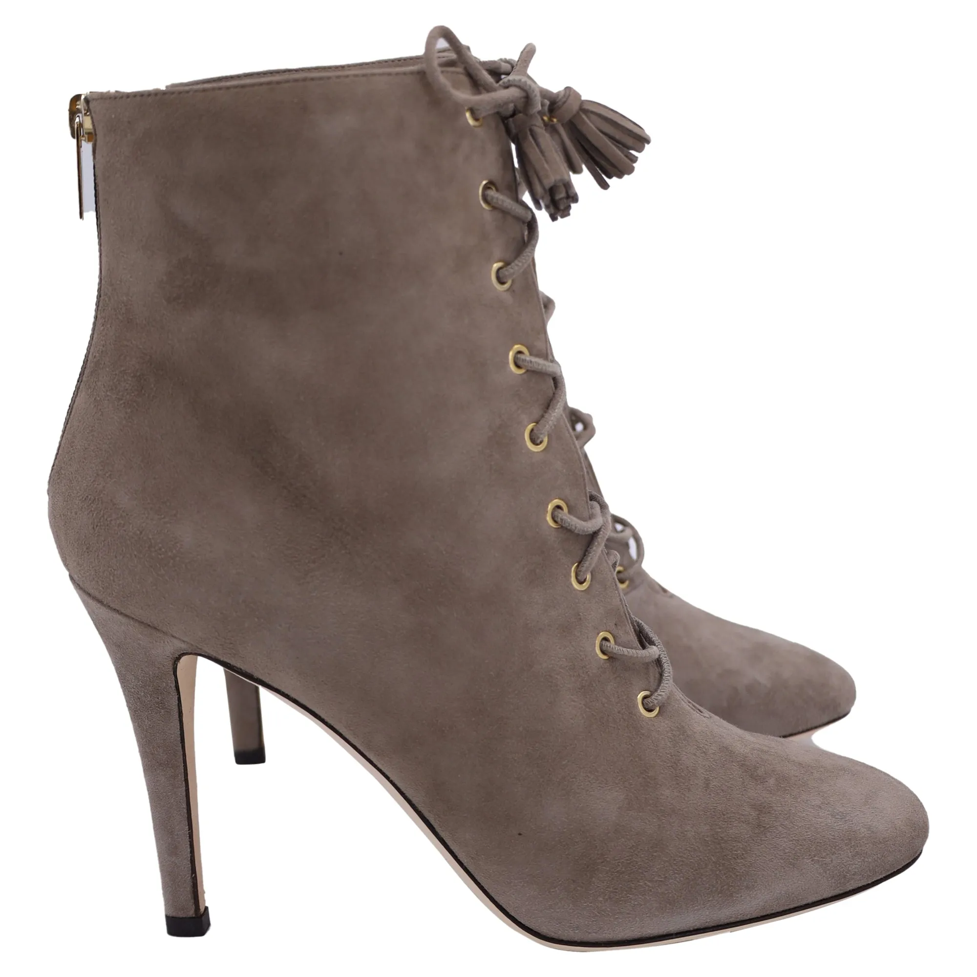 Jimmy Choo Cinder Lace-Up Ankle Boots in Brown Suede