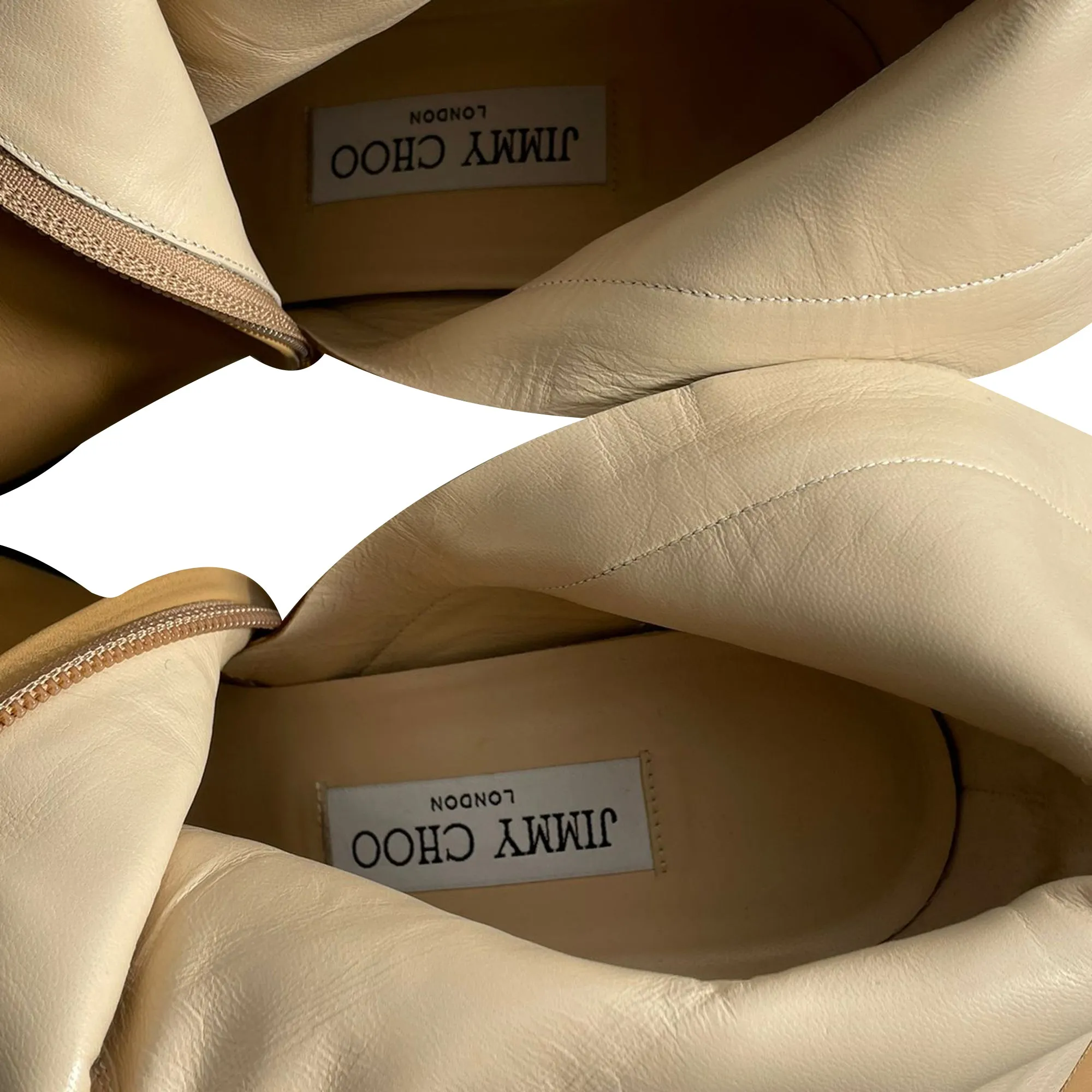 Jimmy Choo Logo Zipped Ankle Boots in Brown Calf Leather