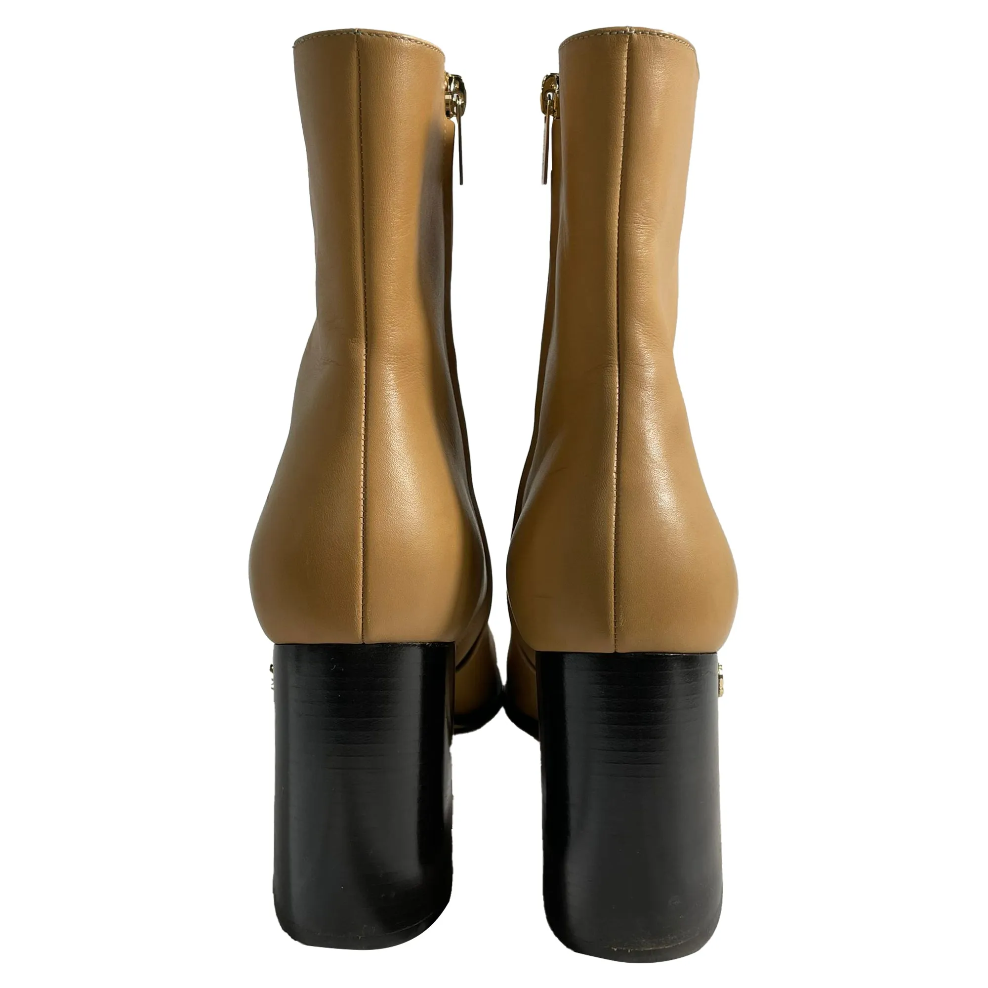 Jimmy Choo Logo Zipped Ankle Boots in Brown Calf Leather