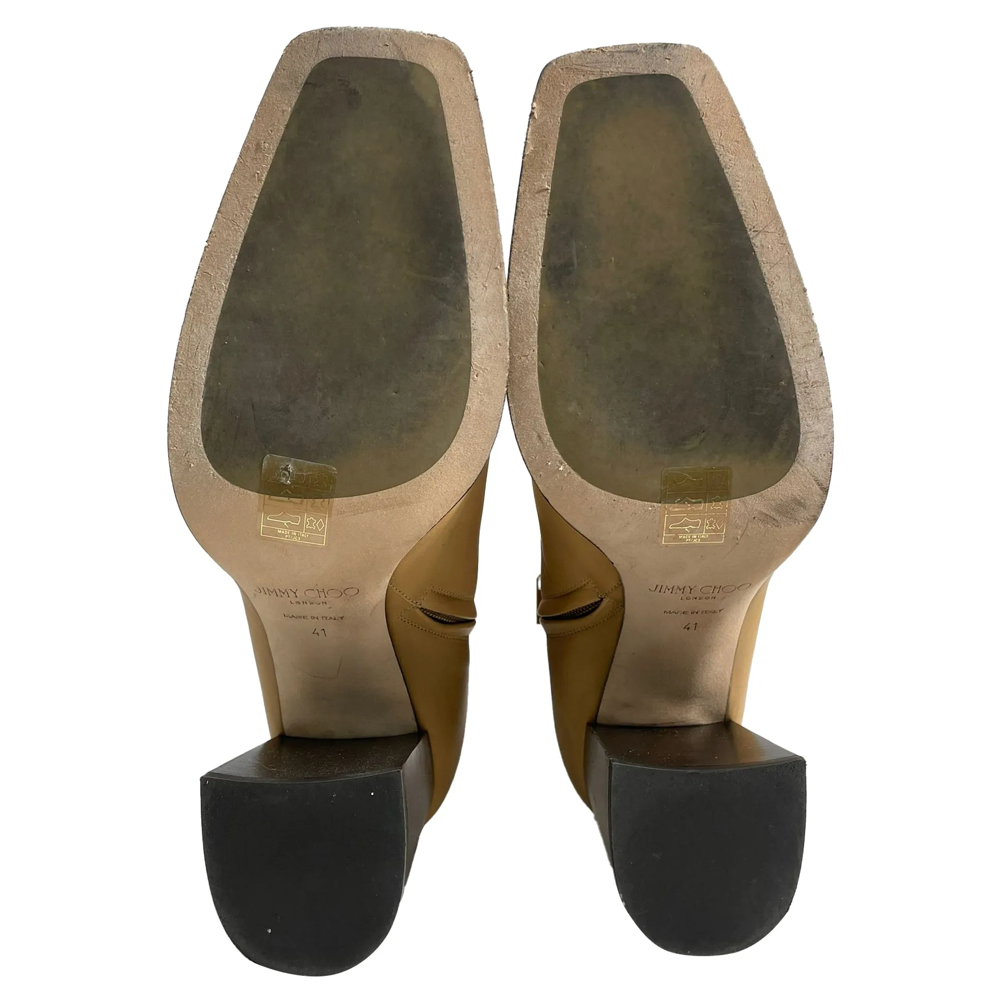Jimmy Choo Logo Zipped Ankle Boots in Brown Calf Leather