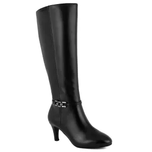JNYHANLEEWC Womens Wide Calf Manmade Knee-High Boots