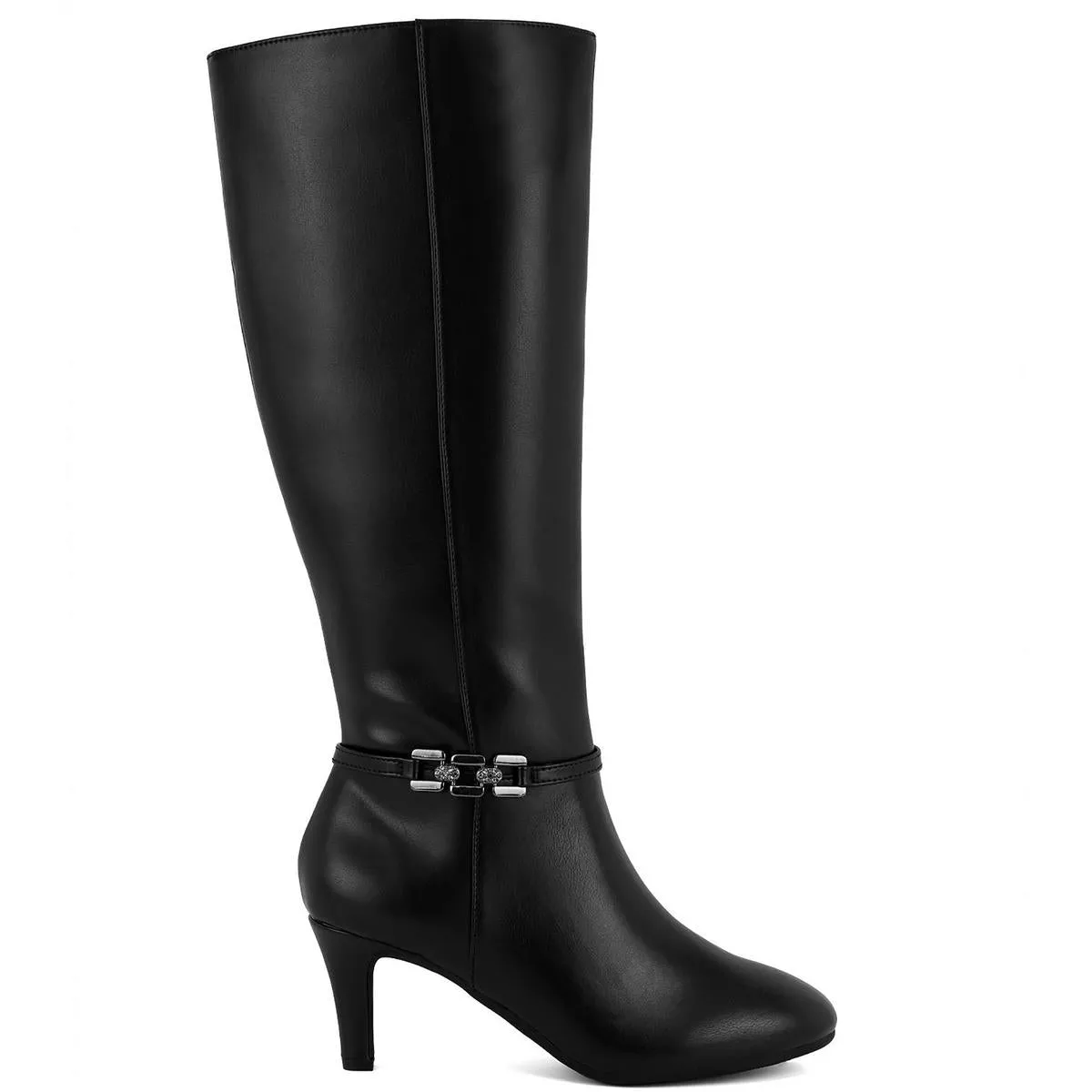 JNYHANLEEWC Womens Wide Calf Manmade Knee-High Boots