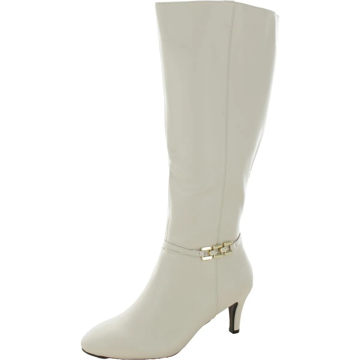 JNYHANLEEWC Womens Wide Calf Manmade Knee-High Boots