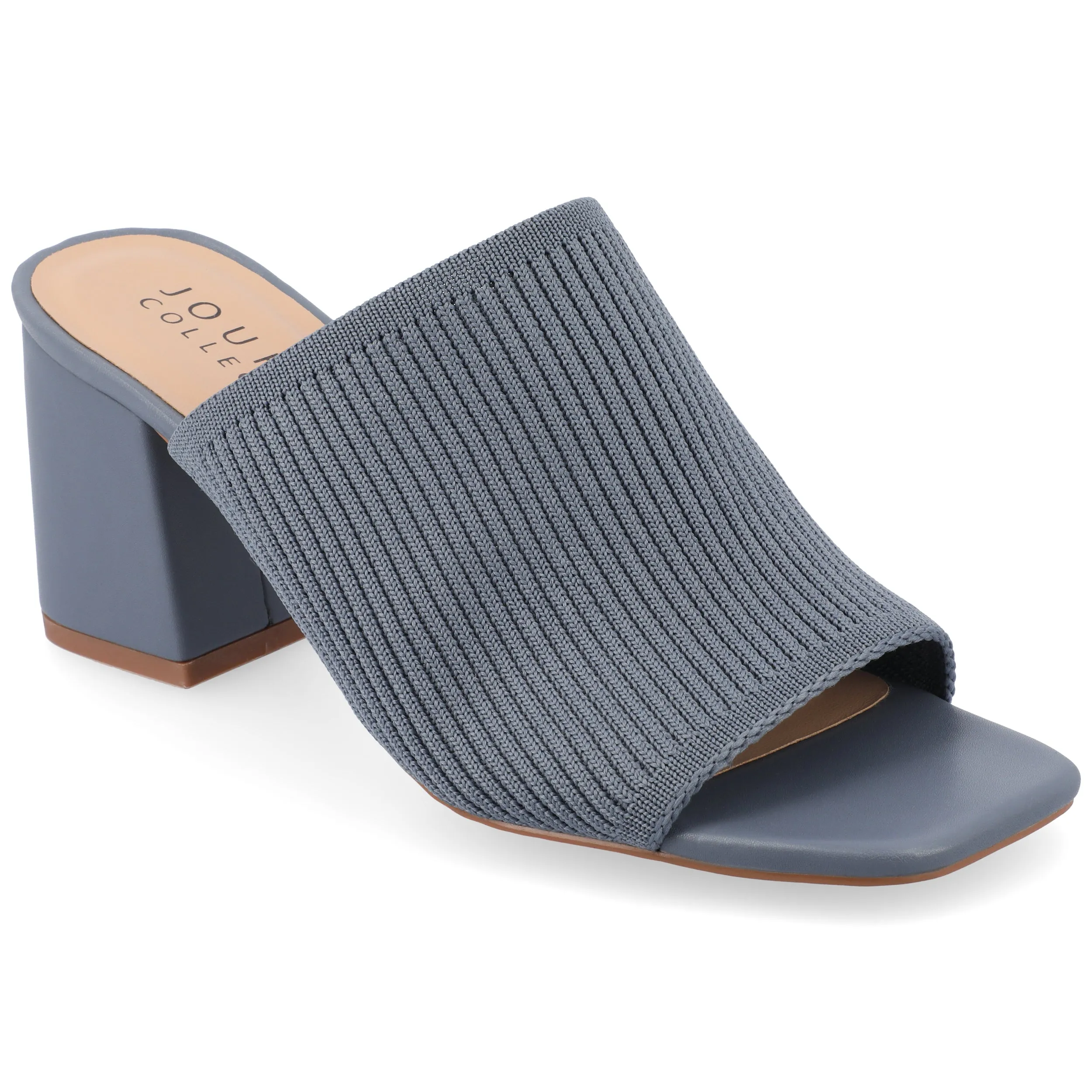 Journee Collection Womens Medium and Wide Width Lorenna Open Square Toe Block Heel Sandals
