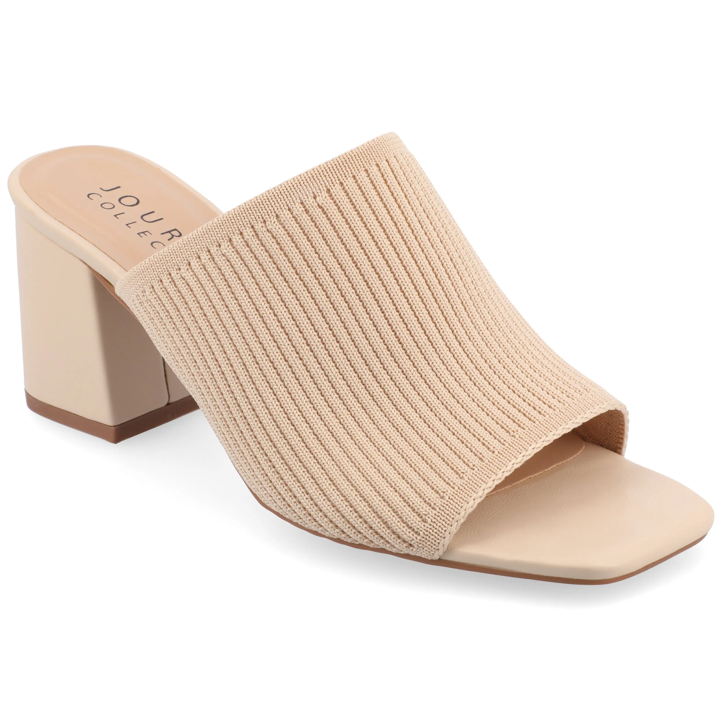 Journee Collection Womens Medium and Wide Width Lorenna Open Square Toe Block Heel Sandals