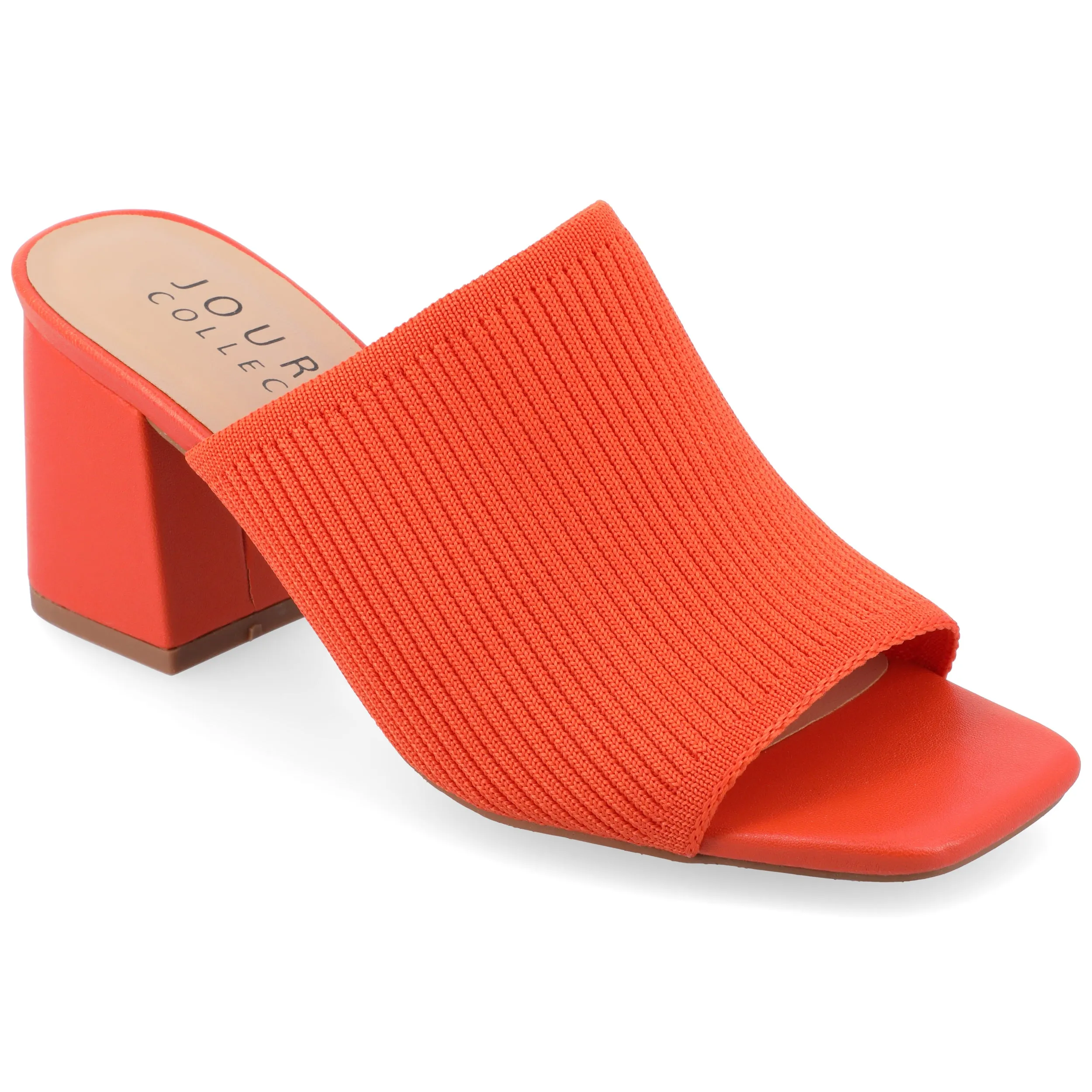 Journee Collection Womens Medium and Wide Width Lorenna Open Square Toe Block Heel Sandals