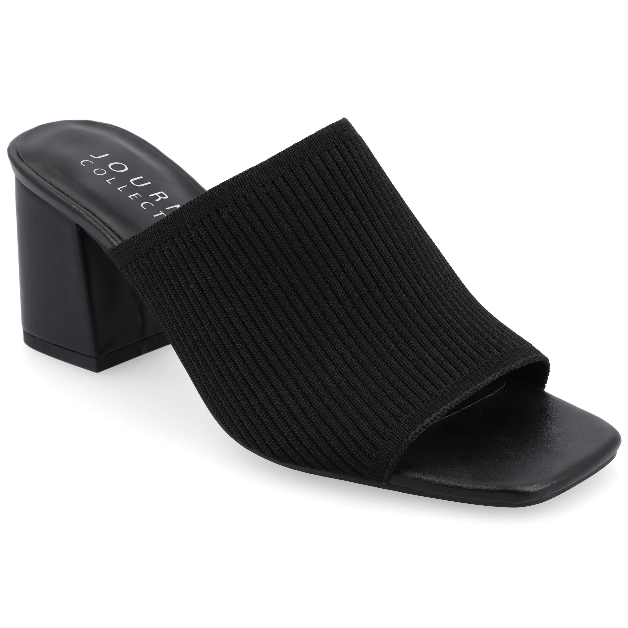 Journee Collection Womens Medium and Wide Width Lorenna Open Square Toe Block Heel Sandals