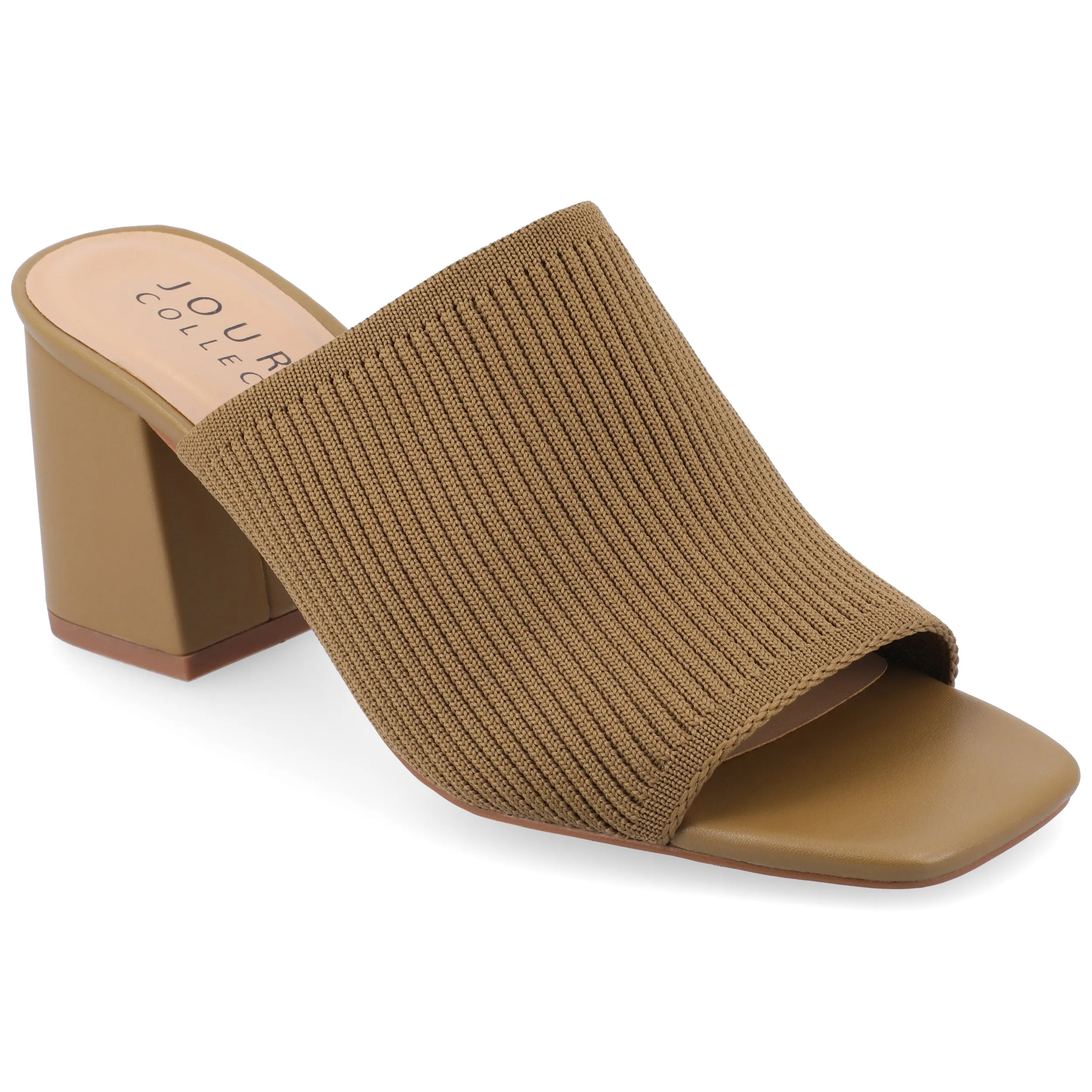Journee Collection Womens Medium and Wide Width Lorenna Open Square Toe Block Heel Sandals