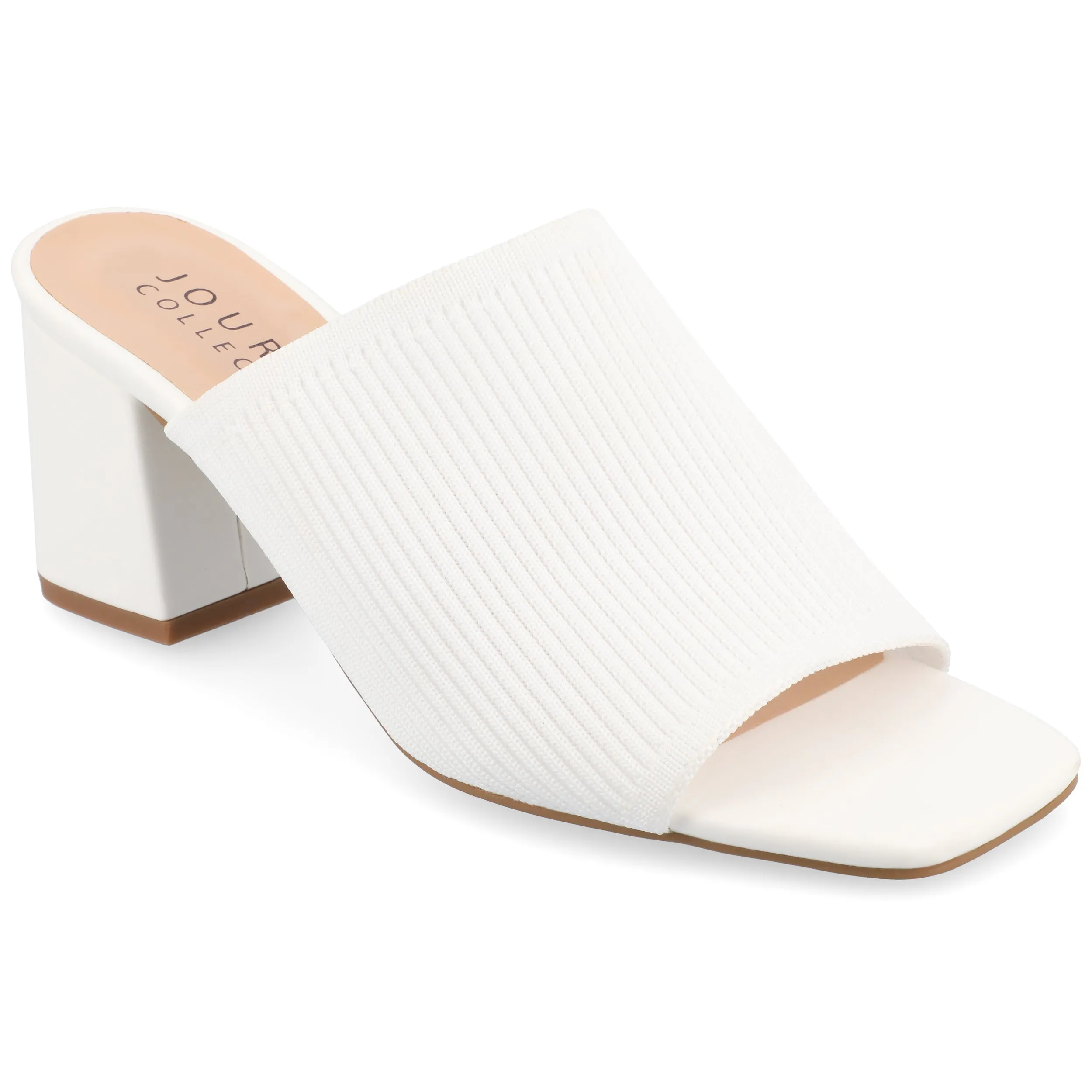 Journee Collection Womens Medium and Wide Width Lorenna Open Square Toe Block Heel Sandals