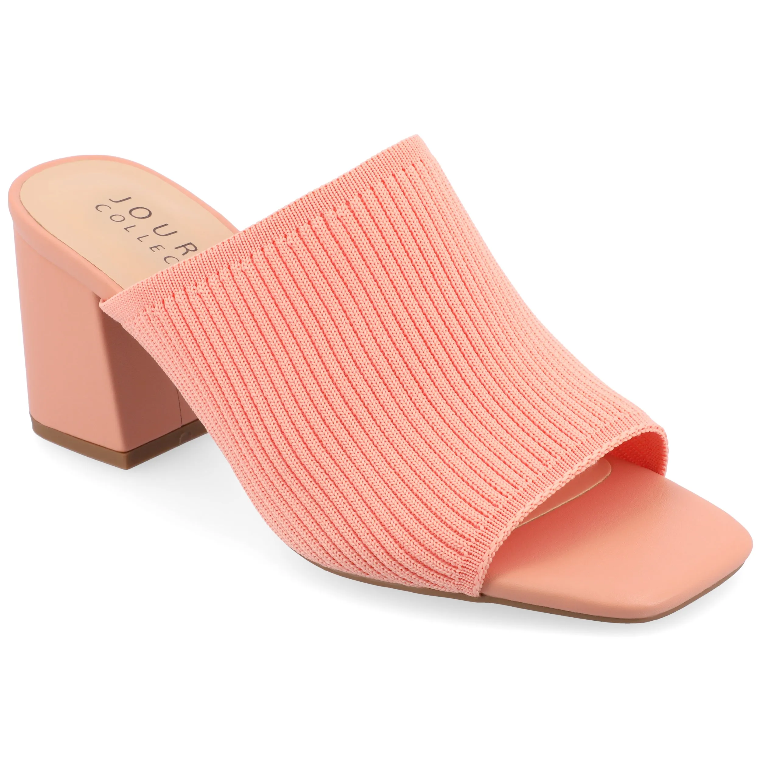 Journee Collection Womens Medium and Wide Width Lorenna Open Square Toe Block Heel Sandals