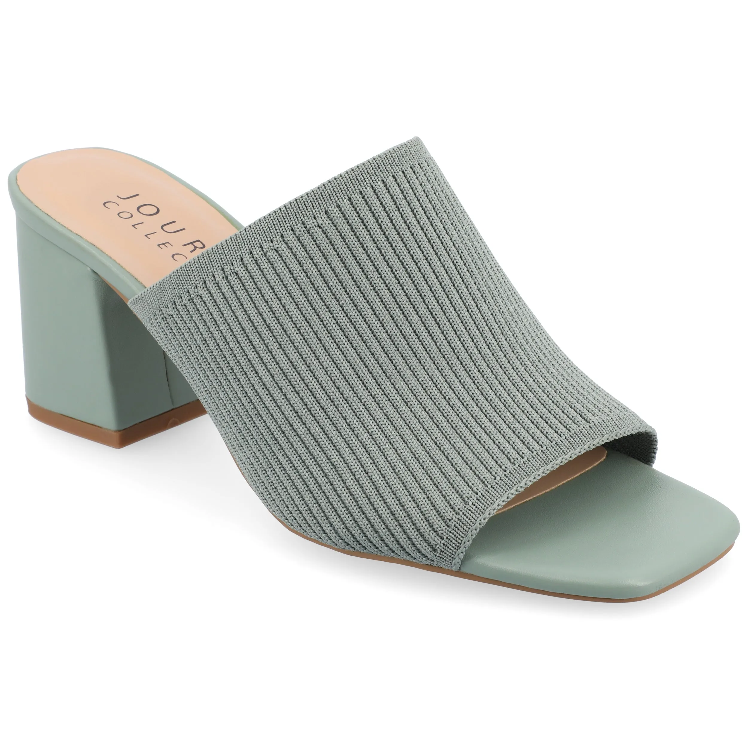 Journee Collection Womens Medium and Wide Width Lorenna Open Square Toe Block Heel Sandals