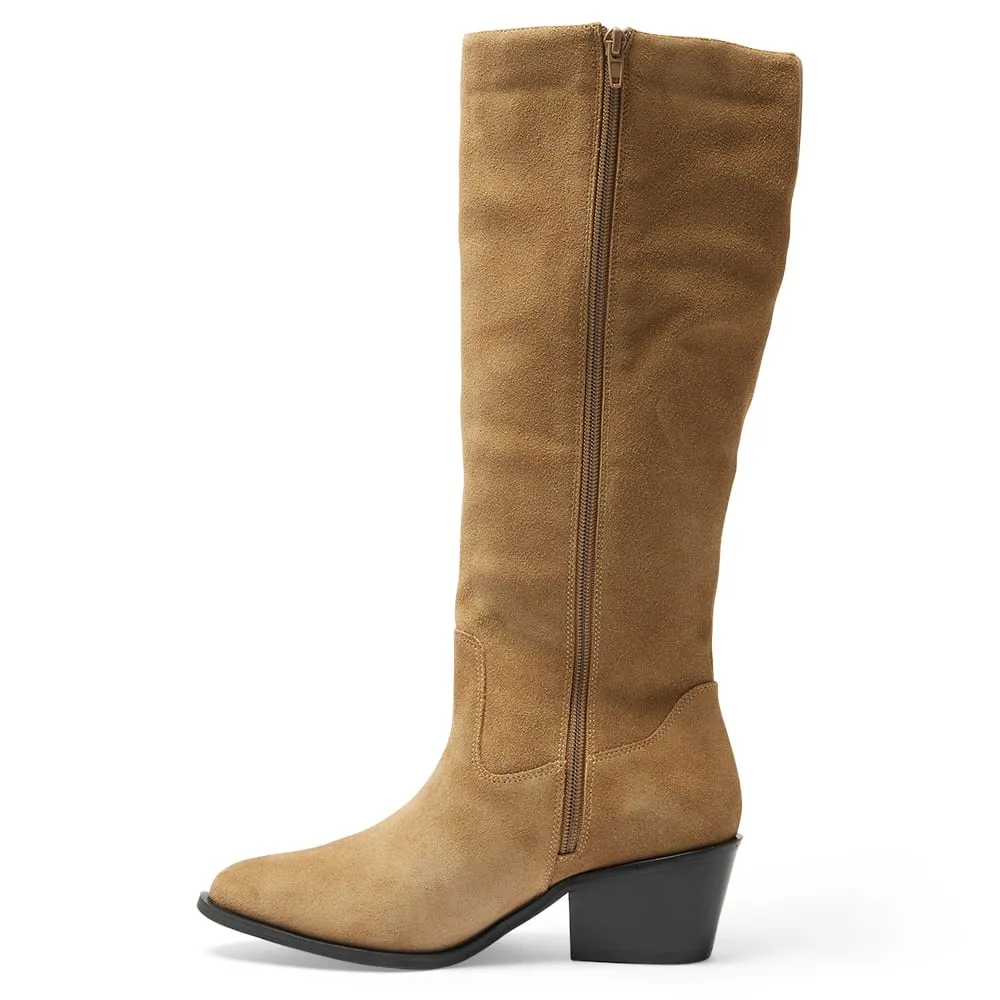 Justice Boot in Taupe Suede
