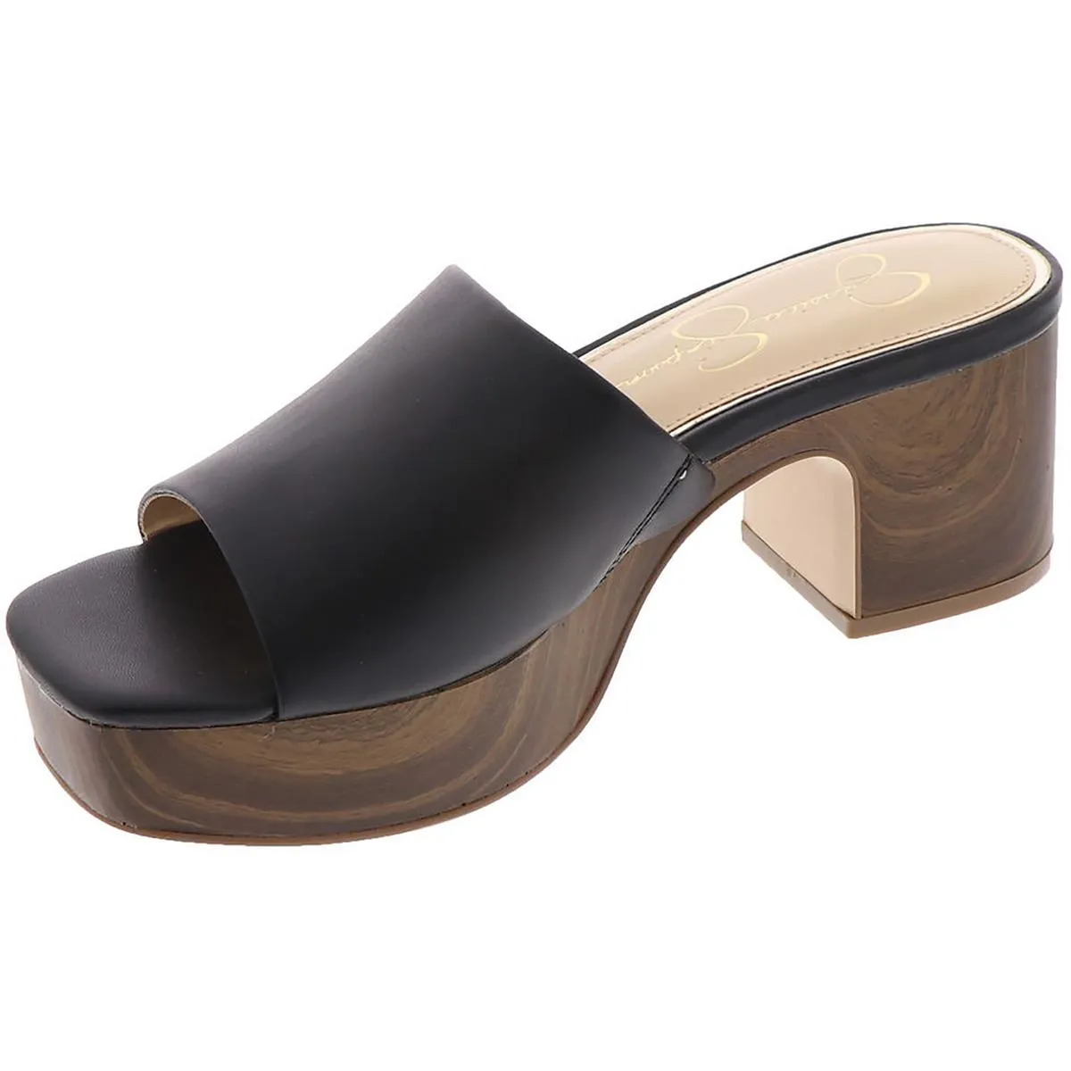 Kalyani Womens Faux Leather Slip-On Platform Sandals