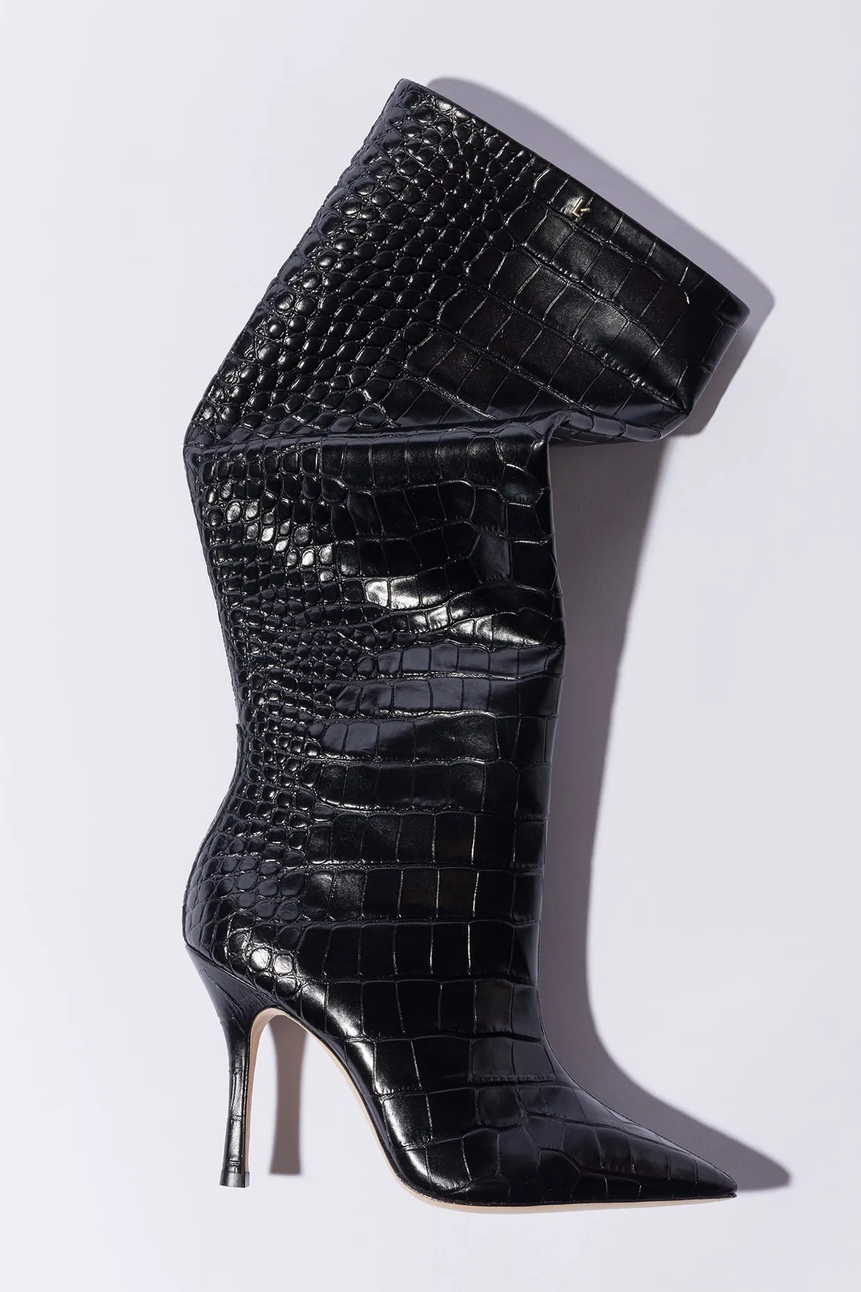 Kate Boot In Black Stamped Leather