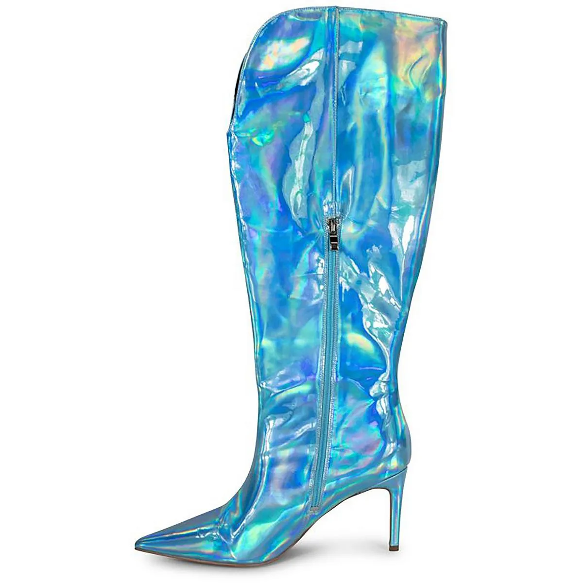 Kay Womens Patent Leather Extra Wide Calf Knee-High Boots
