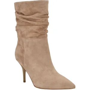 KCCERINE Womens Ruffled Manmade Mid-Calf Boots