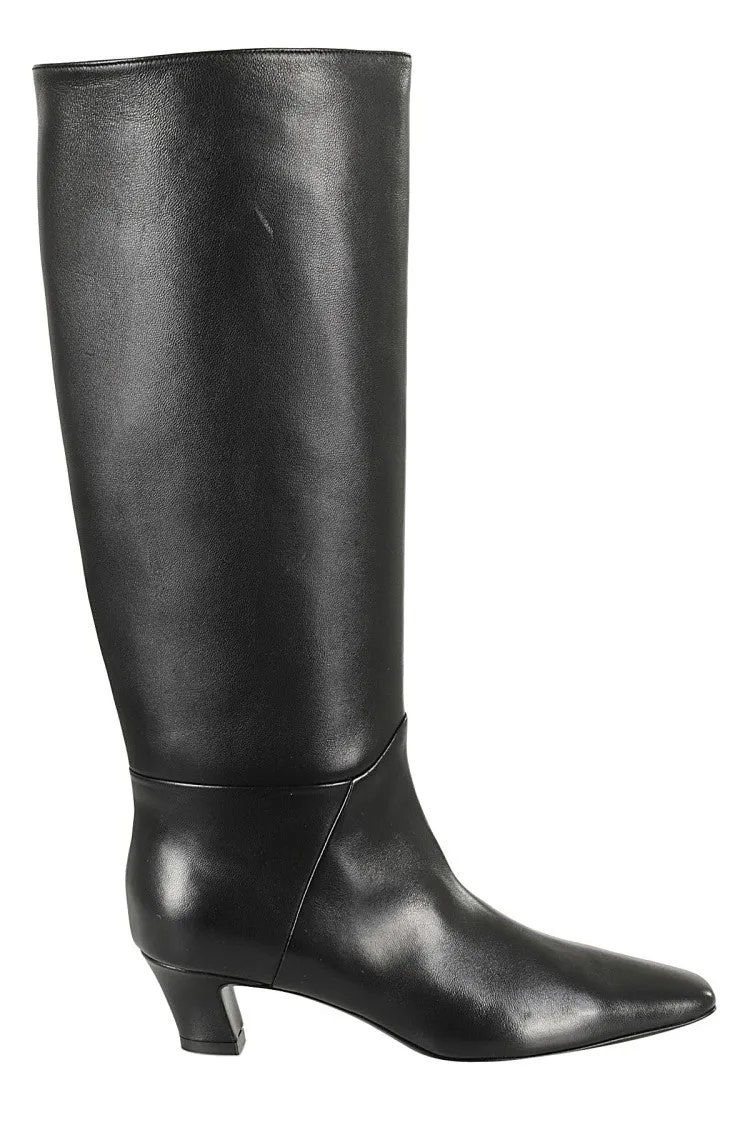 Knee-High Nappa Boots With Square Toe