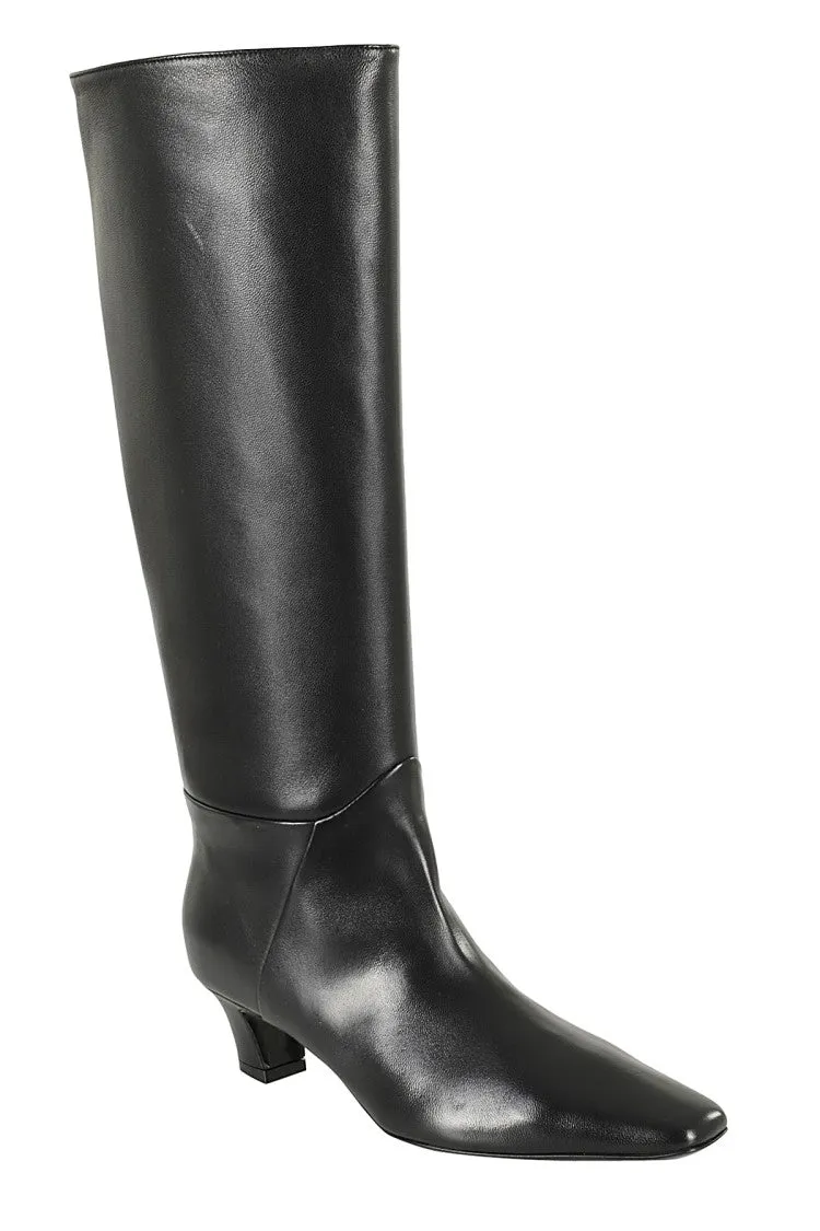 Knee-High Nappa Boots With Square Toe