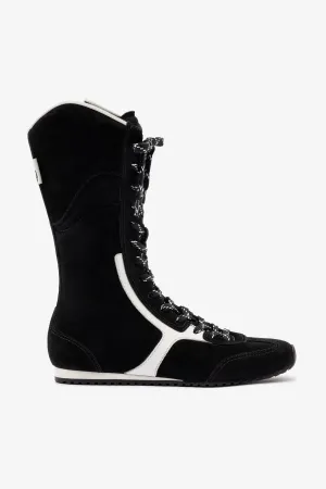 Larroud x Jonathan Cohen Flat Lo Sneaker Boot In Black Suede and White Leather