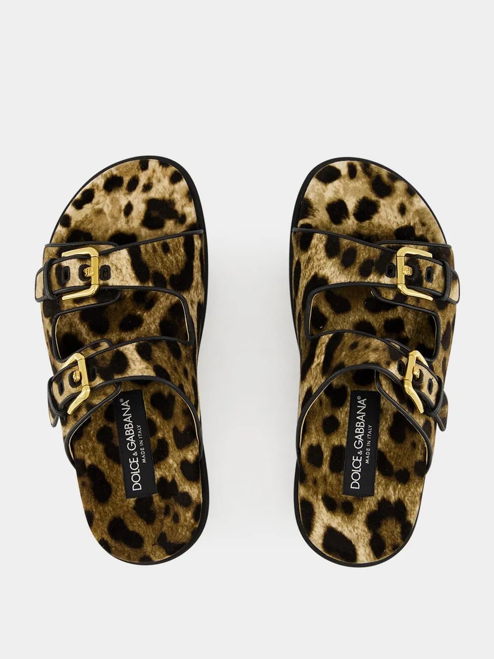 Leopard-Print Velvet Hawaiian Sliders