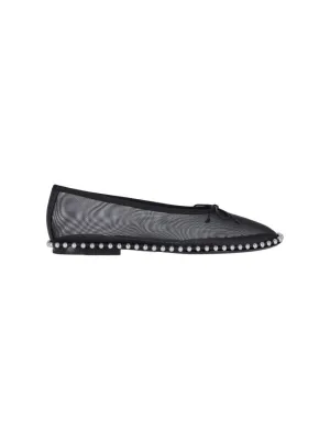 Lina" Studded Mesh Ballerinas  Black