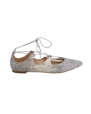 Loeffler Randall Ambra Snakeskin Embossed Flats in Beige Leather